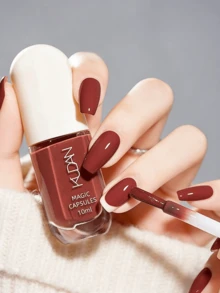 1 Bottle 2026 New 10ml Water-Based Nail Polish, Quick Drying, Long-Lasting, Peel-Off, Suitable For Students, Alcohol-Free - Redwood - View 3