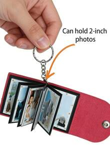Móc khóa album ảnh mini cá nhân hóa, album ảnh kỷ niệm nhỏ tự làm bằng da PU, album ảnh 10 ngăn tùy chỉnh cho ví, ba lô, quà tặng kỷ niệm cá nhân hóa, móc khóa mini dễ thương kèm album ảnh dành cho gia đình, bạn trai, người yêu, thú cưng, bạn bè. - Nhiều màu - Xem 3