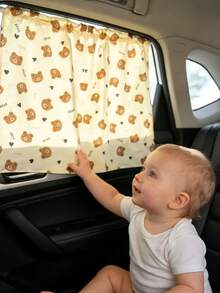 1pc INS Car Sunshade, Suction Cup Window Curtain, Car Side Window Shade, Child Sun Blocking & UV Protection Curtain - Suction Cup Curtains - View 3