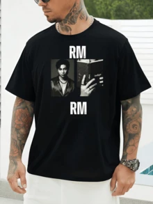 Camiseta Monocromática con Retrato de RM de , Camiseta con Diseño Gráfico - Negro - Ver 6