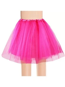 1pc Adult Tutu Skirt With Mesh Lining, Princess Puff Skirt, Cosplay Tutu Dress For Birthday Party, Costume Play,Summer,Beach,Wedding - Hot Pink - View 2