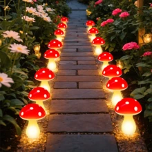 8/12/20pcs Solar Mushroom Lights, Outdoor Garden Decor, 8 Lighting Modes Solar Mushroom Lamps, Flickering Mushroom Fairy Lights, Suitable For Yard, Patio, Path, Lawn, Wedding, Camping - 太陽能 - 查看 5