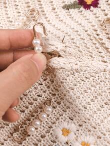 10pcs/Set Small Faux Pearl Brooch Pins, For Shawl, Scarf, Bridal Veil, DIY Jewelry Making - No. 6 Pearl Brooch - View 6