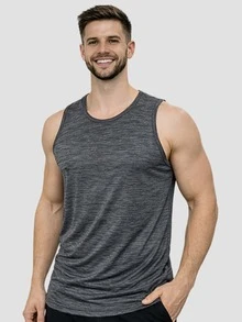 Men's Dry Fit Tank Top - Black Mix - View 1