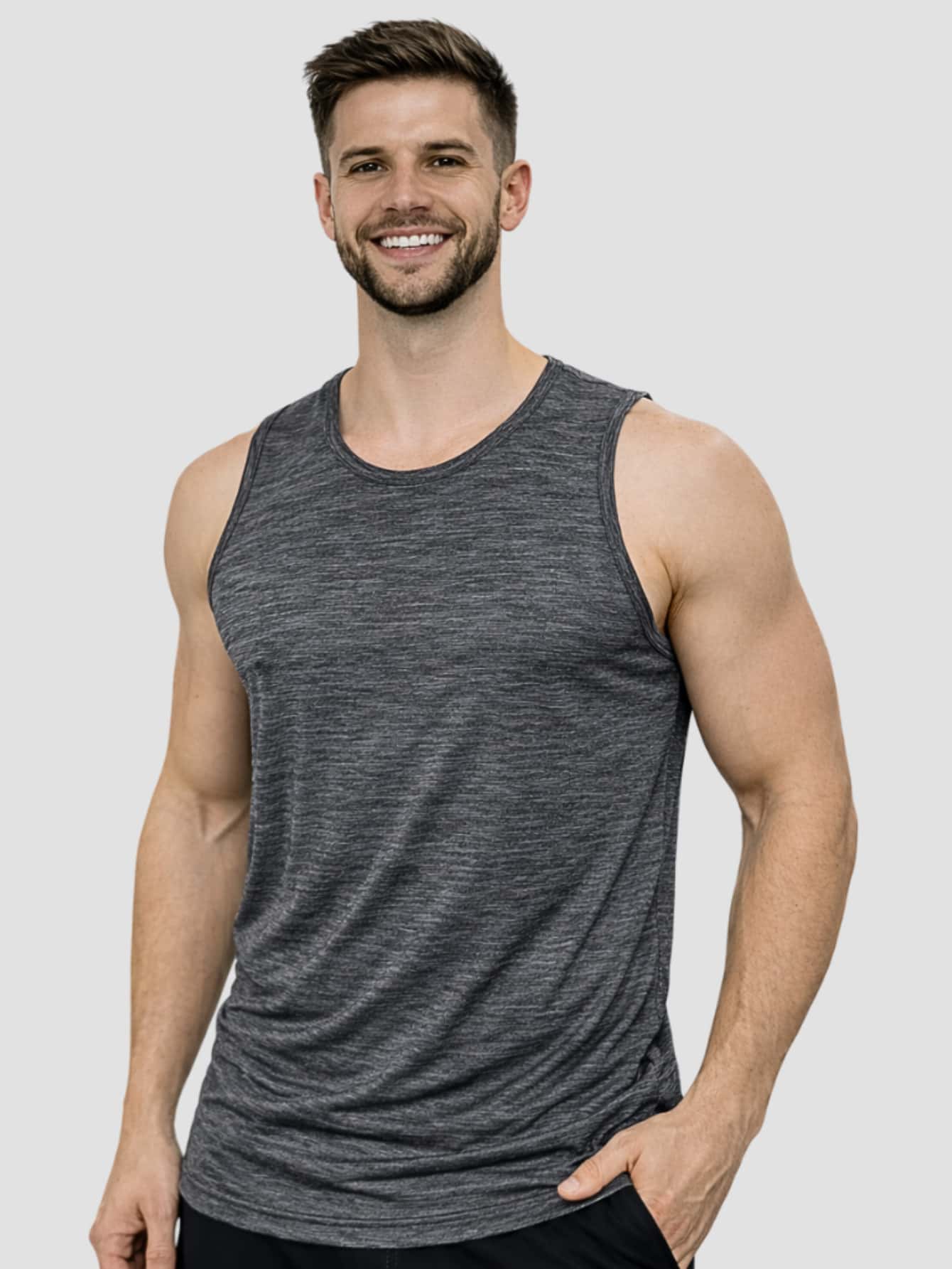 Men's Dry Fit Tank Top - Black Mix - View 1