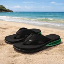 Comfortable Men's Unisex Flip-Flops - ĐEN XANH LÁ - Xem 1