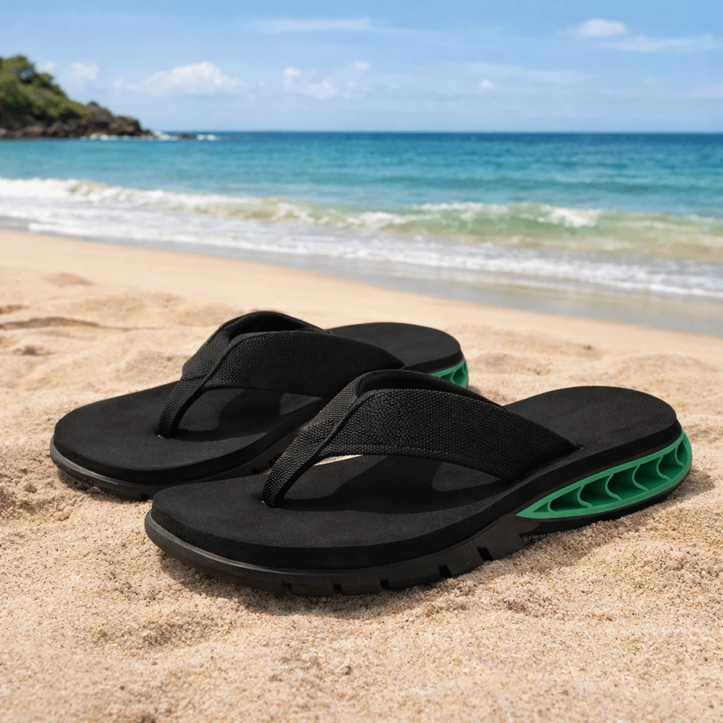 Comfortable Men's Unisex Flip-Flops - ĐEN XANH LÁ - Xem 1