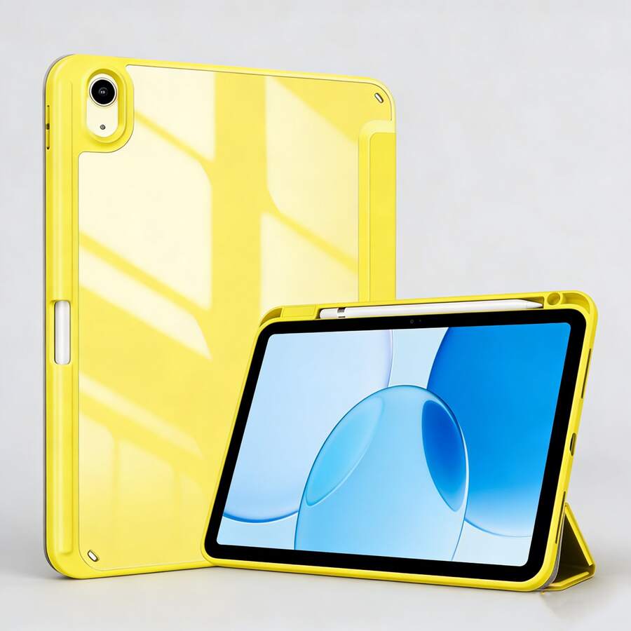 Transparent Hard Back Cover For IPad 11th Gen (A16) And 10th Gen, Maintains Original Beauty, With 30°/60° Dual-Angle Stand, Built-In Pencil Slot, Auto Wake/Sleep