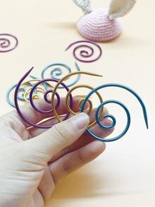 3pcs Spiral Line Weaving Needles, Cable Needles, Metal Wire Needles, Round Knitting Needles For Yarn Sewing, Suitable For Beginners - Spiral Aluminum Needle - View 2