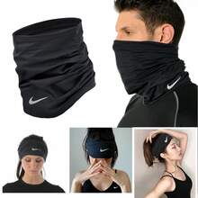 Nike Letter Logo Printed Breathable Outdoor Cycling Face Mask, Unisex Sports Neck Gaiter, Suitable For Spring, Autumn And Winter, Windproof And Warm AC3602-001 - Black - View 1