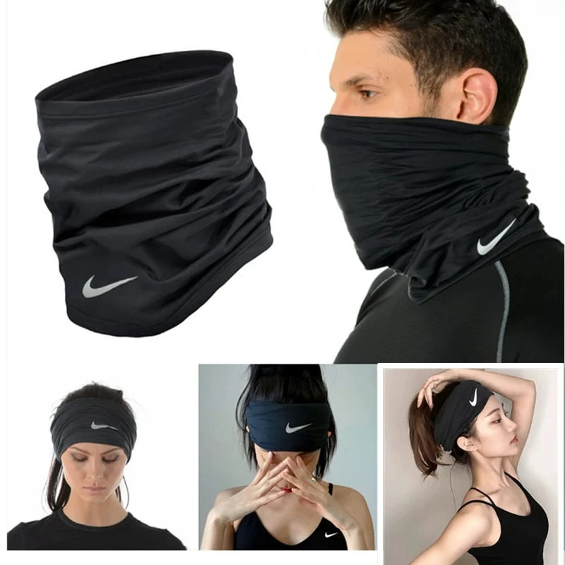 Nike Letter Logo Printed Breathable Outdoor Cycling Face Mask, Unisex Sports Neck Gaiter, Suitable For Spring, Autumn And Winter, Windproof And Warm AC3602-001 - Black - View 1