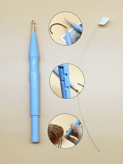 1 Set Light Blue DIY Punching Needle Kit, Includes Stainless Steel Pen Needles, 4 Adjustable Gauges, Suitable For Embroidery, Knitting And Creative Projects In All Seasons