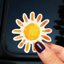 Handpainted Sunflower Sticker, Energetic "Hanging In There" Dandelion Sticker, Waterproof Vinyl Sticker - Matte Surface, Self-Adhesive Bumper Sticker For Car, Window, Laptop, Truck, Bottle - Multipurpose Design, Car Decal School Supplies - Vinyl - View 2