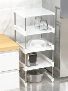 1 pieza/Set Organizador de estantería debajo del fregadero con extensión ajustable, puede evitar tuberías, crear un almacenamiento de cocina ordenado y organizado. [Video de instalación disponible en la página de inicio] - Multicolor - Ver 5