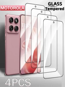 4 piezas de protector de pantalla de vidrio templado de alta definición a prueba de golpes para Moto, con cobertura completa, protección, instalación fácil, resistencia a los arañazos diarios, durable, fácil de limpiar, alta claridad, diseño sin burbujas, regalo de primavera - transparente - Ver 1