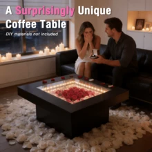 FKWin RGB LED Infinity Mirror Coffee Table, Modern Gaming & Party Light Up Furniture For Lounge, Black - Black-abyss - View 2