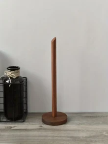 1 pieza Soporte de papel de cocina de madera de nogal maciza sin taladro - Estante vertical para papel de cocina, estante de almacenamiento de papel de cocina para encimera del hogar, adecuado para cocina y baño, caja y estante de almacenamiento del hogar, estante de almacenamiento independiente flotante para baño y mesa de comedor, puede sostener múltiples rollos de papel - Multicolor - Ver 3