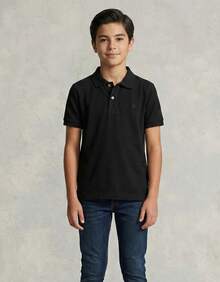 Polo Juvenil Piquet Menino Manga Curta Algodão - Preto - Visão 1