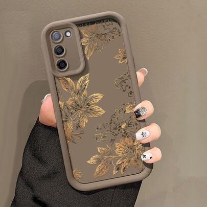 Flower Gold Embroidered Protective Phone Case, Designed For Samsung Galaxy A16, A55, A15, A34, A54, A14, S24, S24 Plus And S24 FE Models, With Shock-Absorbing Function And Soft TPU Frame