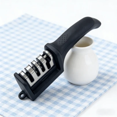 [1/2 Paquetes] Afilador de cuchillos de 4 etapas para cuchillos de cerámica y acero y tijeras, herramienta de reparación, restauración y pulido de cuchillas, accesorio de afilado profesional de cocina para uso doméstico (Rojo/Negro)