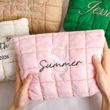 Personalized Quilted Cosmetic Bag, Custom Embroidered Makeup Bag, Bridesmaid Gift, Bachelorette Party Gift, Travel Makeup Bag, Ladies Toiletry Bag, Custom Cosmetic Bag, Makeup Bag, Travel Bag, Quilted Cosmetic Bag, Toiletry Bag, Custom Zipper Pouch, Makeup Bag, Monogrammed Cosmetic Bag, Quilted Makeup Bag, Padded Cosmetic Bag, Women's Gift, Bridesmaid Gift - Multicolor - View 8