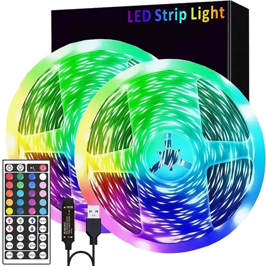 Smart LED Light Strip For The Living Room, With 6 Customizable Lighting Modes, Vibrant Atmosphere Lights, Color And Brightness Adjustment, USB-Powered Light Strip, Suitable For Lighting Decoration Of TVs, Computers And Background Walls. - 多色光 - 查看 1