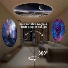 USB星空投影灯，1个灯头+3/6/10种星空投影图案，360°旋转，USB供电，营造星空氛围装饰，便携式夜灯，适用于墙壁、天花板、卧室、床头柜、儿童房装饰 - USB/銀河款 - 查看 6