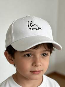 Toddler/Kids Dinosaur Embroidery Adjustable Baseball Cap, Sun Protection Visor Hat, Fashionable Minimalist Design, Spring/Summer - 1pcs - View 1