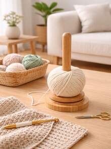 1pc Wooden Yarn Holder, Desktop Yarn Spool Storage Rack, Minimalist Style Yarn Spool Holder, Weaving Accessory Set, Classic Wooden Yarn Rack With Rotating Mechanism, Suitable For DIY Knitting, Embroidery, Crocheting And Handicrafts - A - View 6