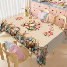 1/20 chiếc khăn trải bàn Phục Sinh hình thỏ Phục Sinh và hoa, trang trí ngày lễ mùa xuân cho nhà bếp, phòng ăn, tiệc tùng, bàn TV, bàn trà, sử dụng được quanh năm, khăn trải bàn trang trí chủ đề Phục Sinh. - Nhiều màu - Xem 17