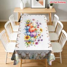 1/20pcs Easter Tablecloth Easter Bunny And Egg Floral Tablecloth Watercolor Spring Pattern For Kitchen Dining Party Decor Home Use All Seasons Rectangle Table Cover Easter-Themed Decorative Tablecloths - Multicolor - View 1