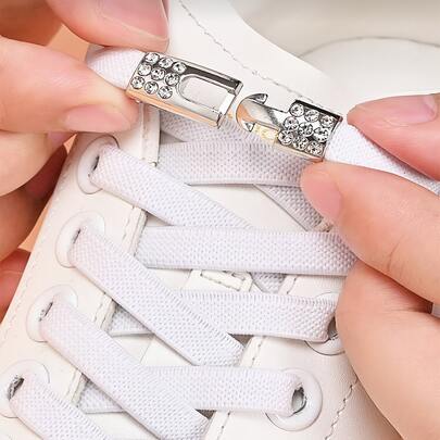 QKC 1 Pair Elastic No-Tie Shoelaces With Buckle Closure, Suitable For Sneakers, Casual Shoes