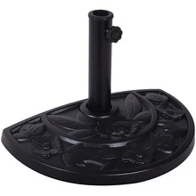 Outsunny Base de Sombrilla Semicírculo Peso 9 kg Soporte para Parasol de Resina para Poste de Paraguas de Ø3,8 cm y Ø4,8 cm para Terraza Patio Jardín Playa 50x31x32 cm Negro - A - Ver 11