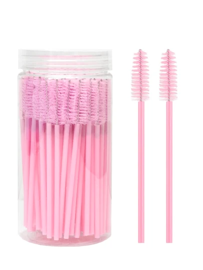 200/100/50/10pcs Eyelash Brushes, Mascara Wands, Soft Disposable Eyebrow Brushes, Eyelash Extension Brushes, Eyebrow Brushes, Sesame Oil Brushes (Pink)