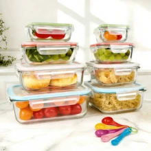 JIASLING  8pcs Lids 8pcs Containers Glass Food Storage Containers Set Lunch Box Leakproof Airtight Microwave & Oven Stackable Kitchen Organizers - 綠色 - 查看 1