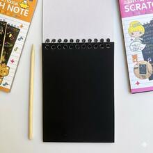 Cuaderno Scratch Art multicolor, tamaño pequeño para niños con lápiz para rasgar, juguete creativo y educativo - Verde - Ver 4