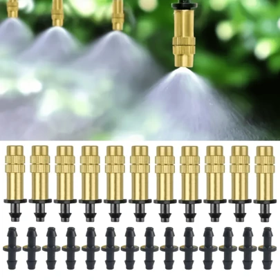 Adjustable Copper Irrigation Nozzle, Suitable For Efficient Water Spray Joints In Irrigation Systems, Suitable For Cooling Irrigation In Gardens, Lawns, And Greenhouses, As Well As Greenhouse Vegetable And Lawn Watering Nozzles