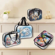 1 pieza Kit de pintura de diamantes Bolsa de cosméticos, diseño de búho, loro, libélula, material de PVC transparente, bolsa de aseo de gran capacidad, organizador de maquillaje de viaje con cremallera portátil - Ver 2