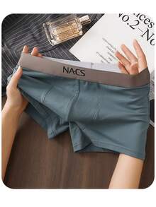 3 piezas de calzoncillos para hombre, conjunto de shorts bóxer de unicolor cómodos, comodidad todo el día - Multicolor - Ver 3