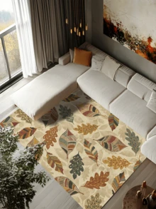 1pc Modern Fashionable Fresh INS Style - Colorful Leaf Cartoon Pattern - Soft Faux Cashmere Area Rug, Suitable For Bathroom, Kitchen, Entrance, Hallway, Bedside, Living Room, Bedroom, Etc., All-Season Machine Washable Large Size Floor Mat, Aesthetic Home Decor - Multicolor - View 6