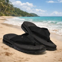 Comfortable Men's Unisex Flip-Flops - BLACK BLUE - View 2