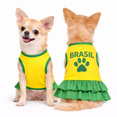 Vestido roupa regata Brasil Pet Cachorro Gato