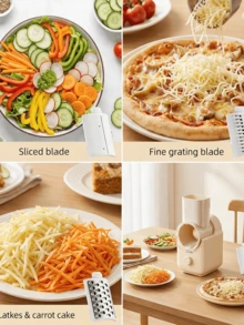 HYUNDAI Picador de Vegetais Automático, Acompanha 3 Conjuntos de Lâminas Intercambiáveis para Fatiar, Picar Batatas, Cebolas, Repolhos e Mais - Entrada do tipo CE C (220-240V) - Visão 3