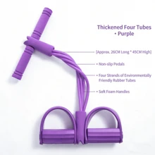 1pc Multi Tube Resistance Band, 4/6/8 Tube Tension Trainer, With Antiskid Pedal And Foam Grip, Suitable For Training And Yoga - Purple - View 11