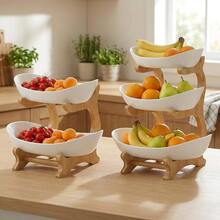 2/3-Tier Fruit Rack Snack Storage Tray, Decorative Rack - Plastic Fruit Bowl Set For Kitchen And Dining - Multi-Layer Fruit, Snack, And Dessert Tray - For Parties, Outdoor Gatherings, Gifts - White - View 2