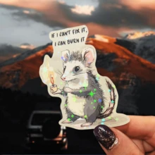 1pc/3pcs Inspirational Opossum Graphic T-Shirt & Sticker Set, Vinyl Sticker Decal - Durable Polypropylene, Great For Car, Laptop, Tumbler, Representing Life, Universe & Everything School Supplies - Vinyl - View 1