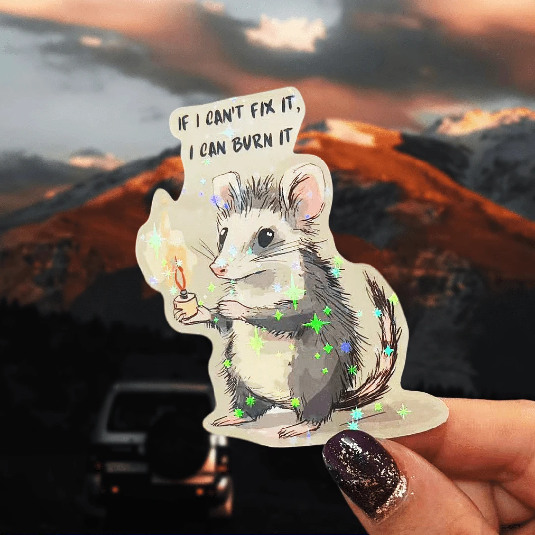 1pc/3pcs Inspirational Opossum Graphic T-Shirt & Sticker Set, Vinyl Sticker Decal - Durable Polypropylene, Great For Car, Laptop, Tumbler, Representing Life, Universe & Everything School Supplies - Vinyl - View 1