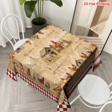 1/20 chiếc khăn trải bàn Phục Sinh họa tiết gà nông trại mộc mạc, viền caro đỏ, trang trí nhà bếp, phòng ăn, khăn trải bàn theo mùa cho tiệc tùng tại nhà, khăn trải bàn trang trí chủ đề Phục Sinh. - Nhiều màu - Xem 16