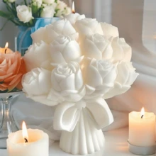 1pc Large Rose Bouquet Silicone Mold, 3D Rose Bouquet Silicone Mold Suitable For Candle And Soap Making - Exquisite Petal Design Floral Craft Tool, Reusable Home And Wedding Decor, Premium Silicone, Candle Mold Silicone, Valentine's Day Gift, Create Romantic Atmosphere, Resin Casting Silicone Mold, Handmade Resin Casting Mold 3D Mold Silicone Mold - Flower - View 11