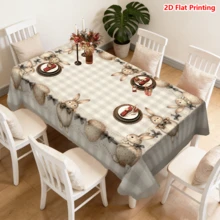 1/20pcs Easter Tablecloth Cute Bunny Checkered Tablecloth With Lace Trim For Kitchen Dining Room Decor Seasonal Party Home Use Spring Easter Theme Easter-Themed Decorative Tablecloths - Multicolor - View 1